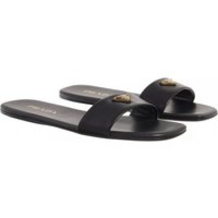 Prada Sandalen - Triangle Logo Slides Leather in zwart