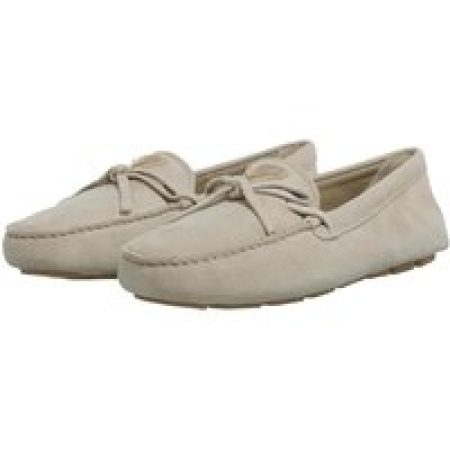 Prada Loafers & ballerina schoenen - Enamel Logo Suede Driving Shoes in taupe