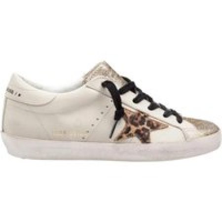 Golden Goose Low-Top Sneakers - Gold Glitter Sneakers With Pony Hair Star Accent in beige