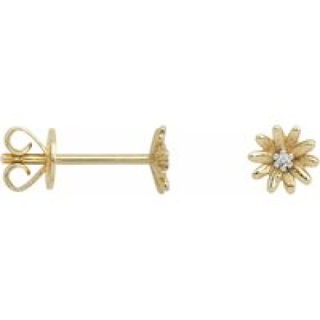 Anna+Nina Oorbellen - Single Flower Stud Diamond 14K in white