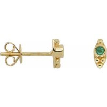 Anna+Nina Oorbellen - Single Bindi Stud Emerald 14K in green