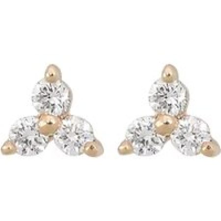 Anna+Nina Oorbellen - Single Trio Diamond Stud Earring 14K in white