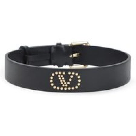 Valentino Garavani Kettingen - Leather Bracelet With Bold Logo And Gold Studs in black