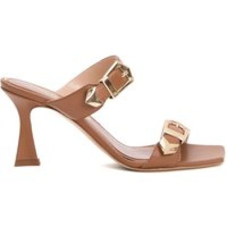 Ninalilou Sandalen - Double Band Leather Slipper Sandal Heel 75 Mm in bruin