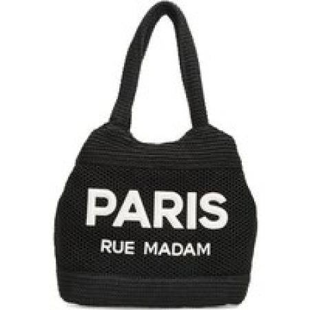 Rue Madame Shoppers & Totes - Textured Raffia Shopping Bag With Bold Logo in zwart