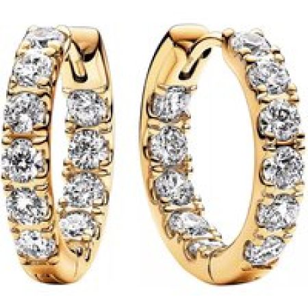 Pandora Oorbellen - 14k Gold-plated hoop earrings withcubic zirconia in gold