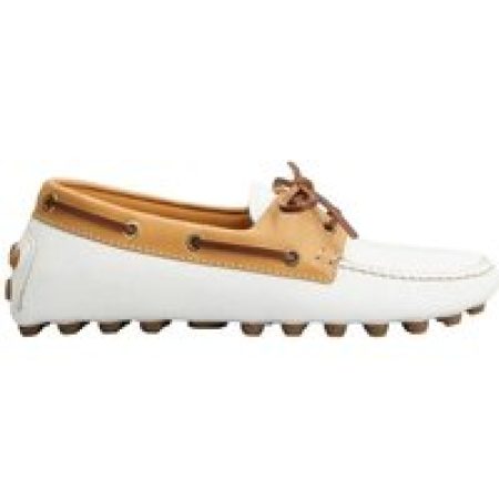 - Gommino Bubble White Leather Loafers With Rubber S in wit