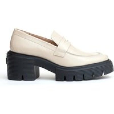 - Beige Leather Moccasin Rubber Sole in beige