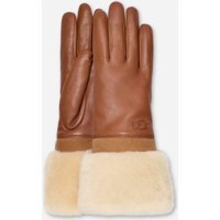 UGG® Shearling Cuff Leather-handschoen in Brown