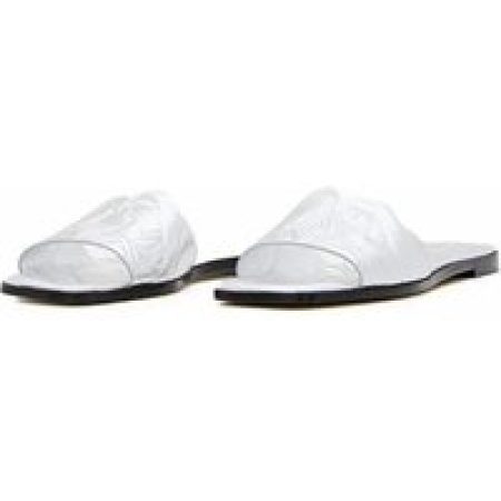 Alexander McQueen Sandalen - Flat Leather Slide Sandal in zilver