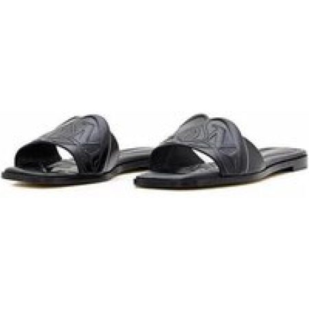 Alexander McQueen Sandalen - Flat Leather Slide Sandal in zwart