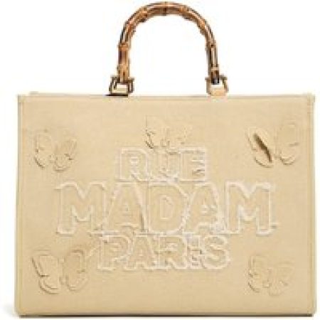 Rue Madame Shoppers & Totes - Canvas Tote With Embroidered Butterflies in beige