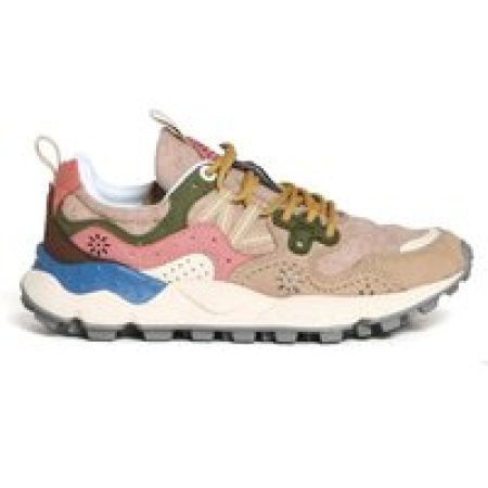 Flower Mountain Low-Top Sneakers - Beige Sneakers with Green and Pink Accents in meerkleurig
