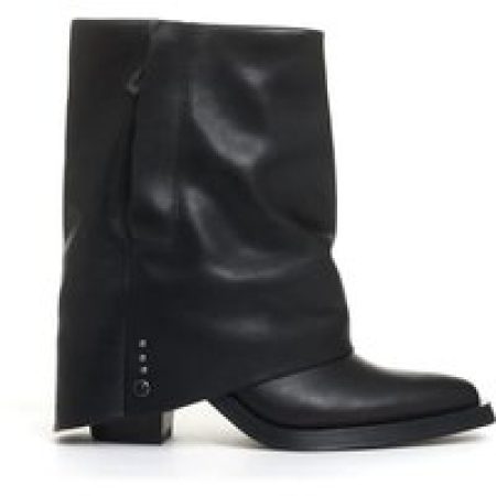 Ash Boots - Black Leather Rolled Top Boots With 60 Mm Heel in zwart