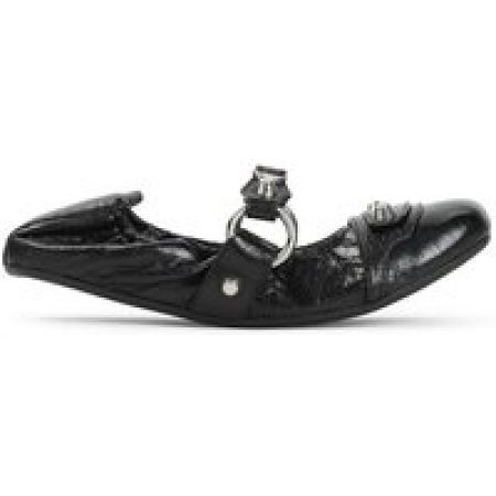 - Black Lamb Leather Shoes With Striking Metallic Ac in zwart