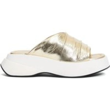 Elena Iachi Sandalen - Ciabatta Zeppa In Pelle Platino in wit