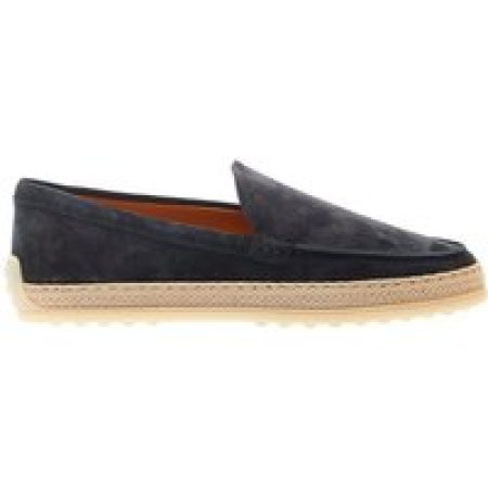 - Blue Suede Slipper With Rope in blauw