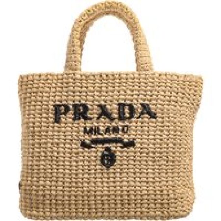 Prada Totes - Small Open Double Handle With Contrasting Logo Inl in beige