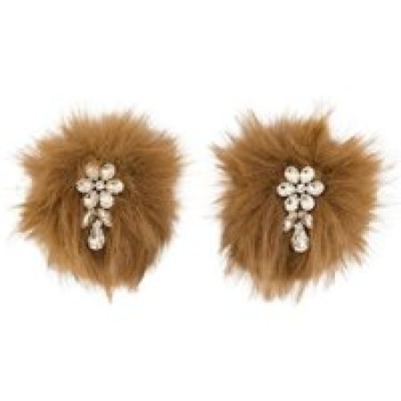 Simone Rocha Oorbellen - Flower Pompom Earrings - Fake Fur - Brown in brown