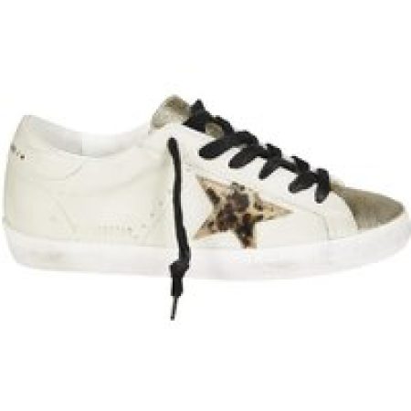 Golden Goose Low-Top Sneakers - Superstar Leather Upper Glitter Sneakers in wit