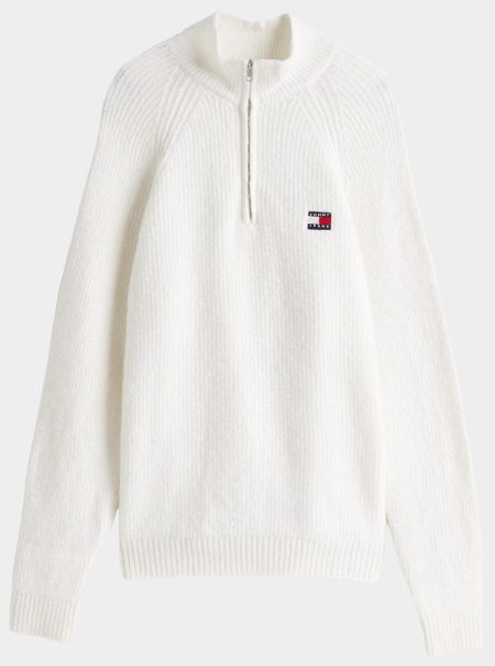 Tommy Jeans Pullover Beige TJM Reg 1/4 Zip Raglan Badge DM0DM19437/YBH