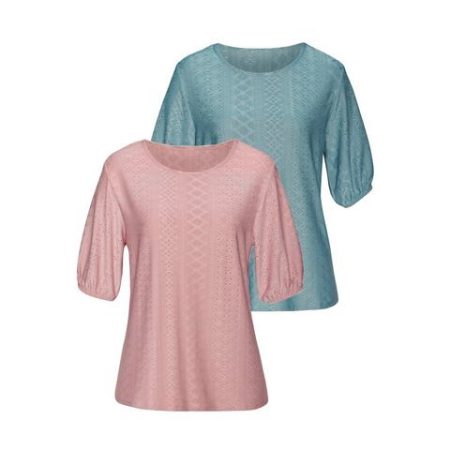 Vivance T-shirt met modieuze broderie anglaise (set