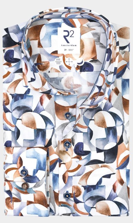 R2 Amsterdam Overhemd extra lange mouw Blauw Widespread 128.WSP.XLS.057/014