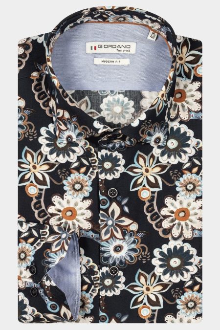 Giordano Casual hemd lange mouw Blauw Maggiore