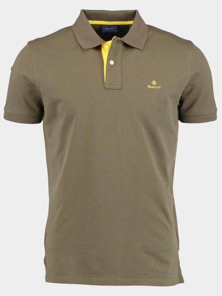 Gant Polo korte mouw Groen Contrast Collar Pique SS Rugge 2052003/301
