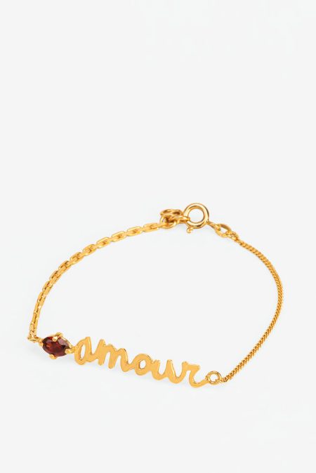 Wouters & Hendrix armband Armour Bracelet with Garnet BSC006 gold-plated silver