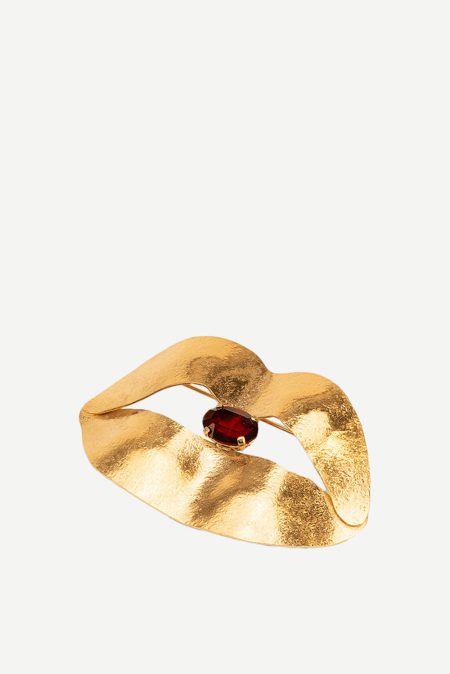 Wouters & Hendrix broche Lip Brooch with Garnet PSC005 gold-plated silver