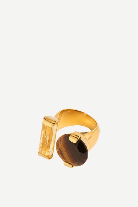 Wouters & Hendrix ring Tiger-Eye Citrine RSC096 gold plated