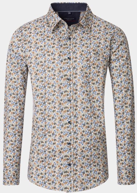 Casamoda Casual hemd lange mouw Blauw Kent Casual Fit 454484300/100