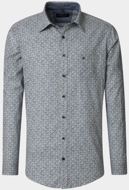 Casamoda Casual hemd lange mouw Blauw Kent Casual Fit 454390400/100