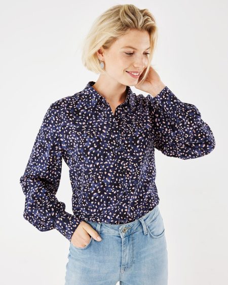 Print Blouse Navy
