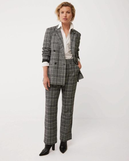 Wide leg check pantalon Dark Grey