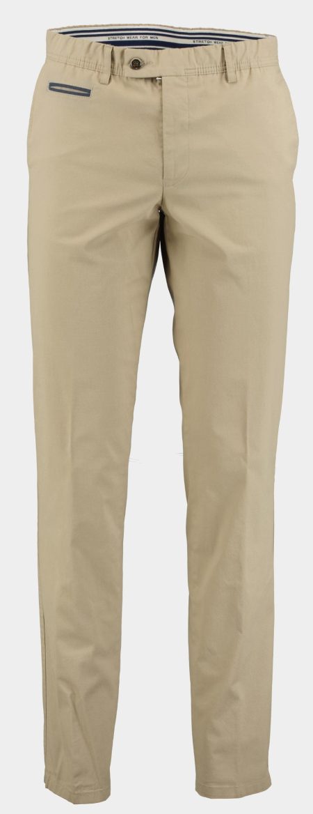 F043 Katoenen Broek Beige Stretch katoen flatfront 2062.1.11.124/148