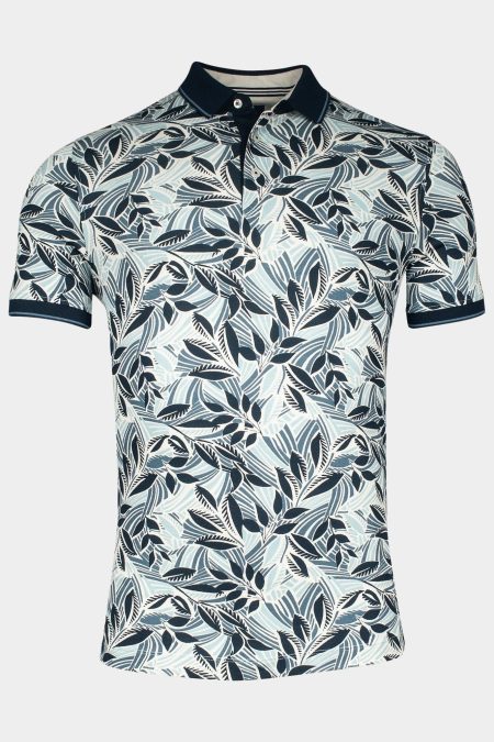 Baileys Polo korte mouw Blauw Poloshirt 2-tone all over pr 515247/98