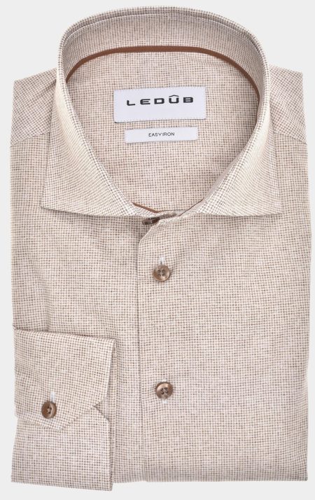 Ledub Business hemd lange mouw Bruin LE24305 MFN5 0143094/680-670-000