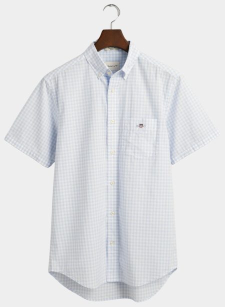 Gant Casual hemd korte mouw Blauw Classic Poplin Gingham SS Shir 3000121/455