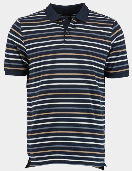 Commander flag Polo korte mouw Blauw 3-Knopf-Polo-Shirt