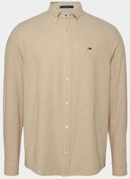 Tommy Jeans Casual hemd lange mouw Beige TJM REG LINEN BLEND LS SHIRT DM0DM20875/ACT