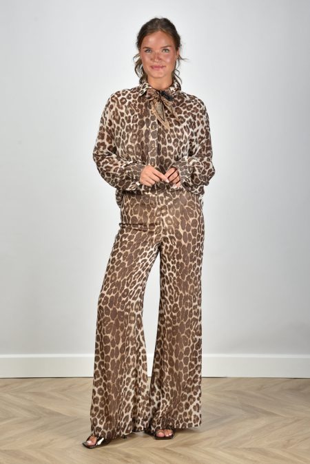 Zimmermann broek Illustration Flare 8064PF241 chocolate leopard