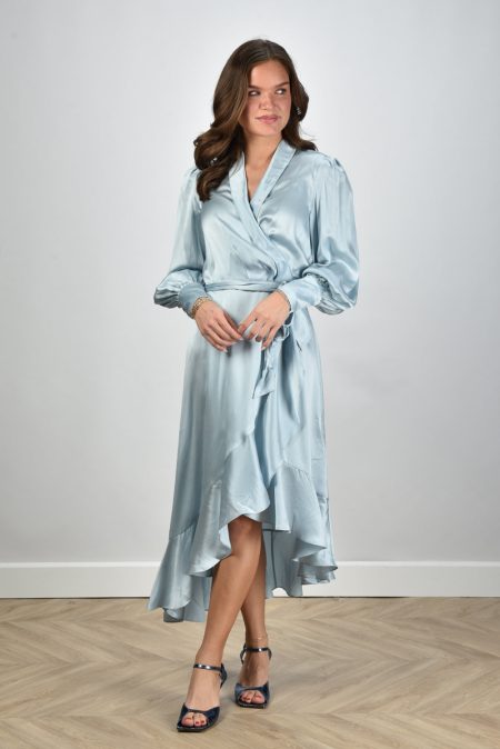 Zimmermann jurk Silk Wrap Midi 8066DS25R light blue